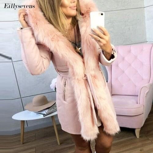Plus Size S-3XL Winter Jacket Coat New Slim Women Hooded Overcoat Faux Fur Cotton Fleece Female Parkas Hoodies Long Coat