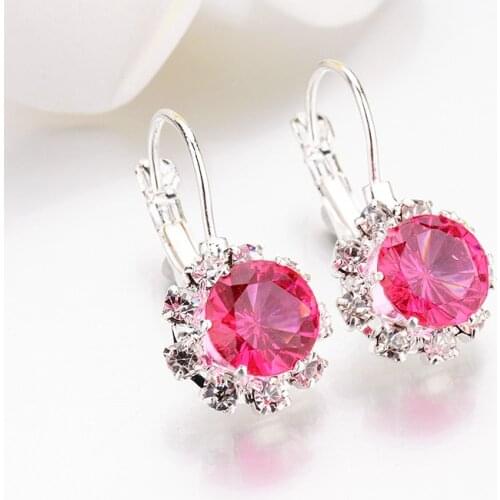 Zirconia Earrings 1Pair Fashion New Allergy Free Earring 6 Colors Exquisite Crystal Big Gem Rhinestones Unique Womens Jewelry