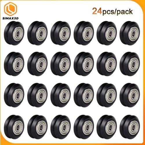 SIMAX3D 12/24pcs CNC Openbuilds Plastic Wheel POM V-Slot with 625zz Idler Pulley Gear Passive Perlin Wheel V Type for V-Slot