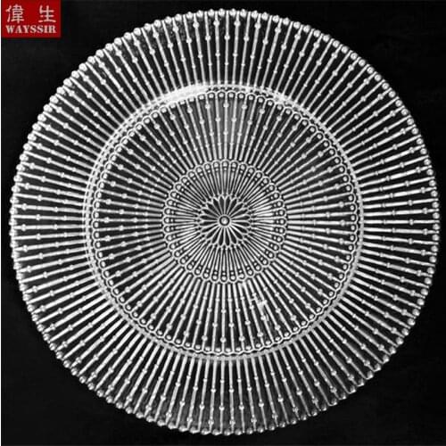 Wand Design Glass Charger Plate Show Tray Decorative Salad Fruit Steak Wedding Dinner Main Plate Round Dish Tableware Display