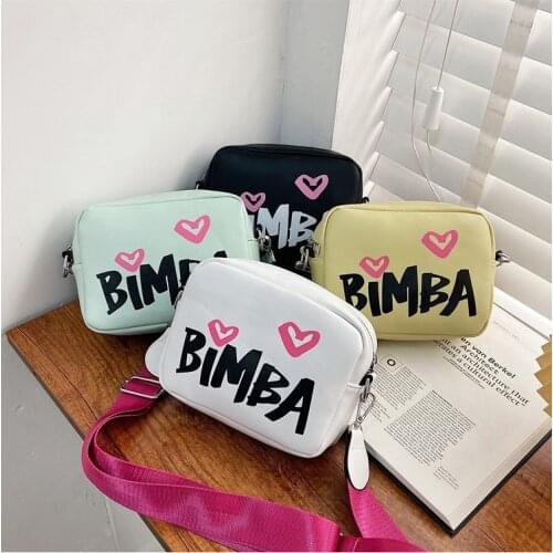 Wriufred Student messenger bag wide shoulder strap pu shoulder bag print letter small square bag women crossbody small bags