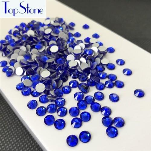 Topstone ss3-ss34 Rhinestone Flatback Dark Blue Color 3D Glitter Nail Art Stone Non Hot Fix Glue on Rhinestones