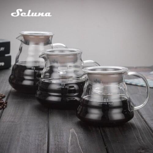V60 Pour Over Glass Range Coffee Server 360ml 600ml 800ml Carafe Drip Coffee Pot Coffee Kettle Brewer Barista Percolator Clear