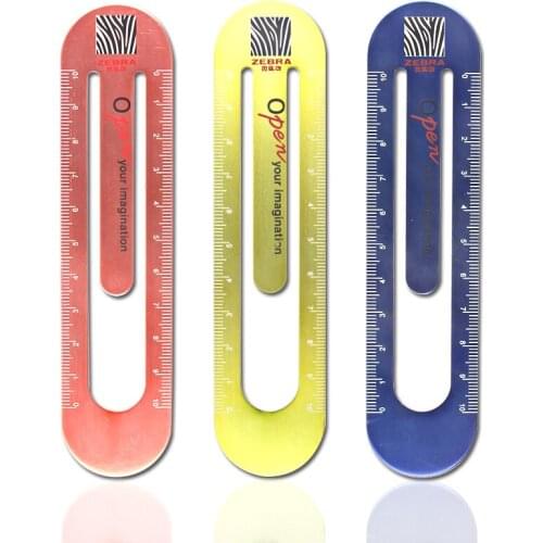 Japanese ZEBRA zebra bookmark style 10cm straight ruler metal color aluminum