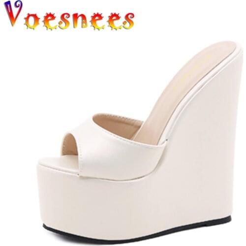 Summer Fashion 2021 Womens Slippers Walking Show Stripper Heels Wedges Platform Women Shoes Open Toe High Heels Sexy Sandals