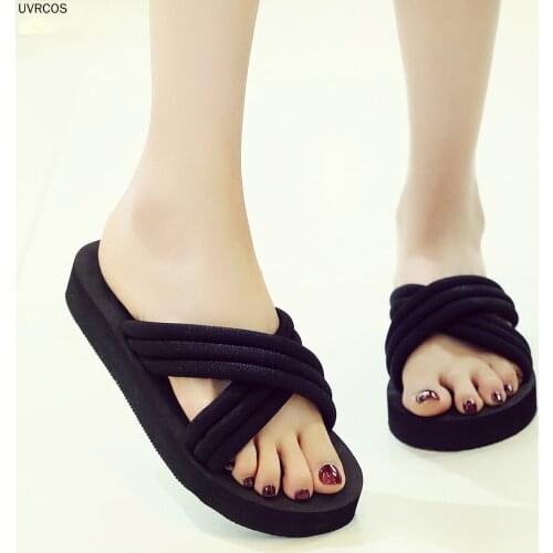 Women Slipper Bohemia Style Cross Strap Wedge Slipper For Woman Classics Open Toe Large Size Beach Shoes Woman