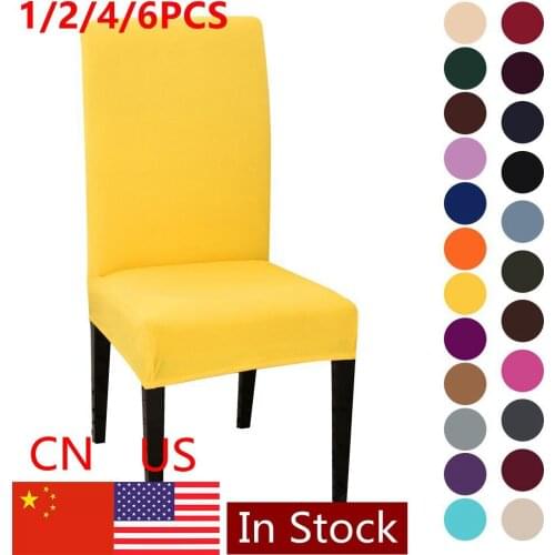 1/2/4 / 6pcs Solid Color Spandex Chair Cover Stretch Elastic Chair Cover S Dining Room Wedding Kitchen Non-slip Cover