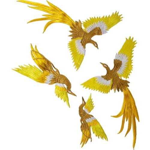 1set/4pieces Cranes Embroidery Applique Patches Motif Badges Scrapbooking for Clothes Decorated Sewing Supplies TH790