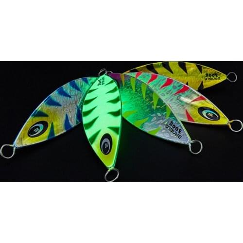 300g/40*140mm Slow Jigging 1 pcs Iron Plate Fishing Lure Jig Bait Lead Fish Shore Long Shot Bait Japan Gilding Paper