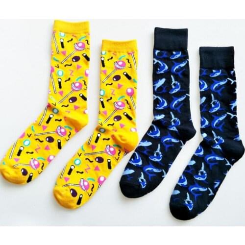 2Pair Personality Cartoon Men Crew Socks Europe Style Spider Man Cotton High Quality Long Sock