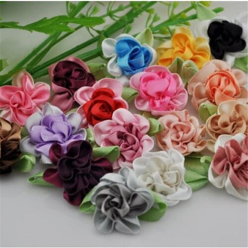 20pcs 2tone Satin Ribbon Flowers Bows Appliques Craft Wedding U pick B047