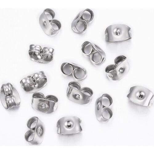 200pcs 304 Stainless Steel Ear Nuts Earring Backs Stopper for DIY Earrings Findings Jewelry Making Accessories 6x4.5x3.5mm