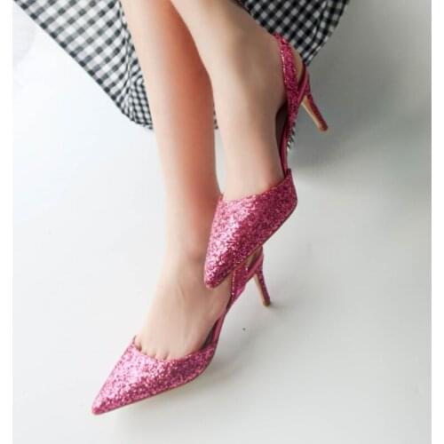 2021 Fashion Elegant Sequins Pumps High Heel Sandals Women