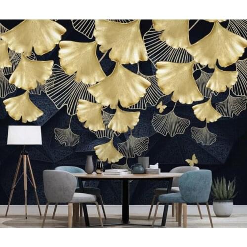 3d Wallpaper Gold Ginkgo Leaves Wall Mural Waterproof Canvas for Living Room Home Decor Luxury Photo Wall Paper 3d