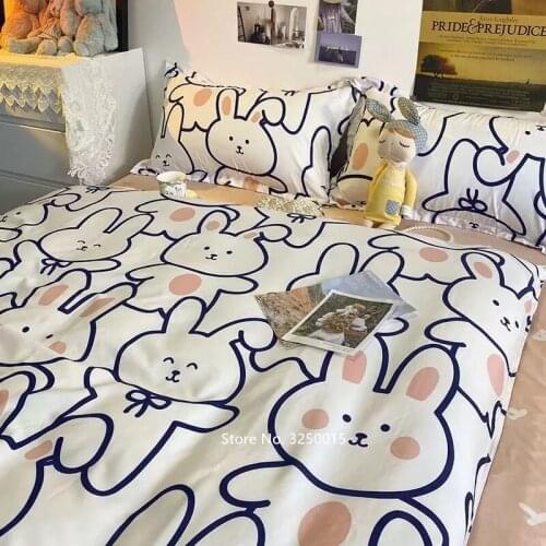 Home Clouds Pattern Printed 4pcs Girl Boy Kid Bed Cover Set Duvet Cover Adult Child Bed Sheet Pillowcase Comforter Bedding Set