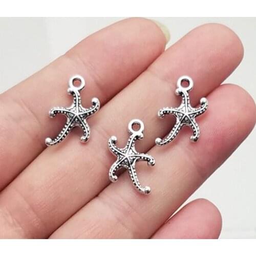 40pcs/lot--12x19mm, starfish cham,Antique silver plated starfish charms,DIY supplies, Jewelry accessories