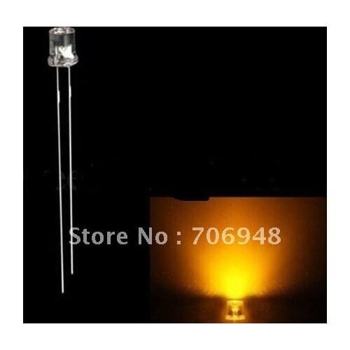 500pcs/lot clear 3mm Flat top yellow LED Diode,good quality