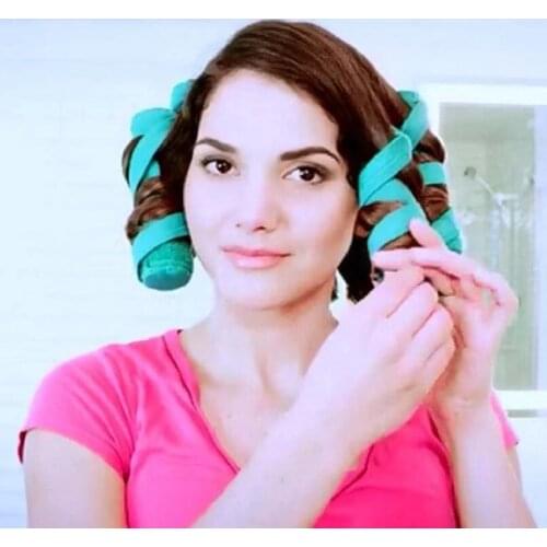 8-12pcs DIY Hair Rollers Sleep Styler Kit Long Cotton Curlers Styling Tools Blue Color Magic Hair Dressing Charming Hairstyle