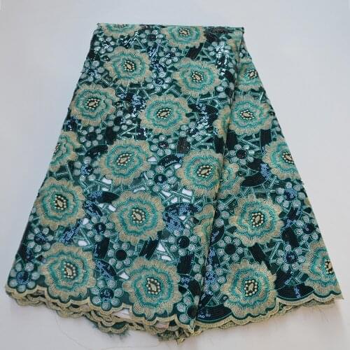 African sequence french cord organza lace fabric high quality Swiss voile embroidered glitter stones net mesh tulle sequins lace