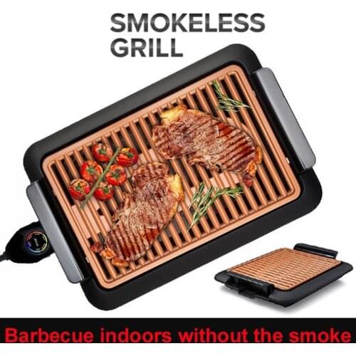 Non-Stick Durable Electrothermal Barbecue Plate Fast BBQ Smokeless Grill with Temperature Dial Heated Grilling Grate Bbq Grill