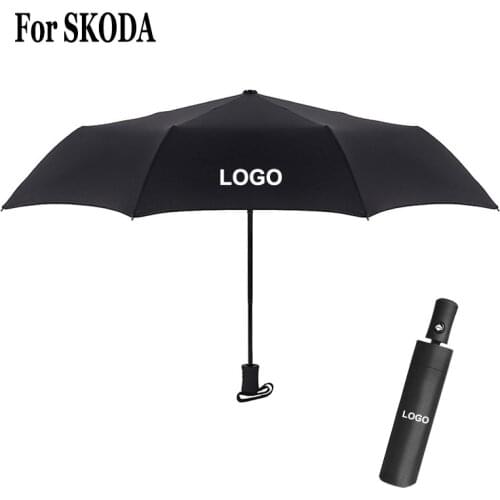 Car Emblem Logo Umbrella For Skoda Superb Octavia Yeti Kodiaq Karoq Kamiq Combi VISION Automatic Fold Windproof Parasol Men
