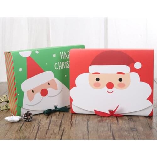 Christmas Eve Big Gift Box Santa & Fairy Design Papercard Kraft Present Party Favour Activity Box Red Green SN1139