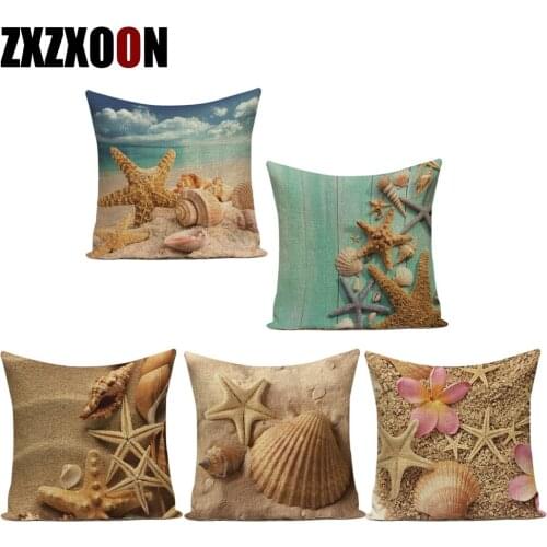 Decorative Throw Pillows Case Vintage Style Starfish Shell Polyester Sofa Home Pillow Cover Cushion Cover Funda Cojines