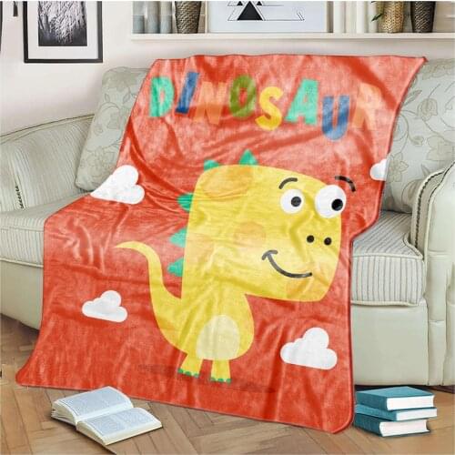 Funny Cartoon Dinosaur Flannel Throw Blankets Double-sided Fleece Blanket
