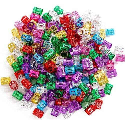 Hot 50/100Pcs 8*9mm Aluminum metal Tube Beads fit For European Bracelet And Dreadlock Beads Adjustable Hair Braids Cuff Clip