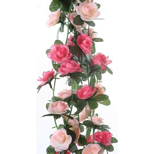 Artificial Rose Vine Hanging Pink Red Yellow Silk Flowers High Quality Fake Leaf DIY For Home Wedding Party Garden Decoration
