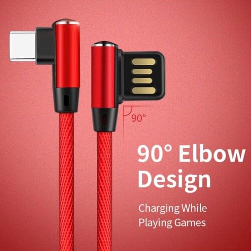 Mobile Phone Data Cable 2.4A Fast Charging Elbow Right Angle High Quality Type-c Micro USB Data Transmission usb Charger Cord