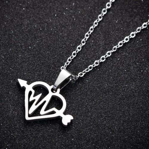 Classic Cupid Archery Love Heart Pendant Necklace Stainless Steel Exquisite Lady Necklace Christmas jewelry Gift