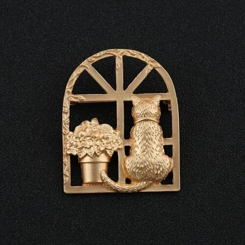 Matte gold Cute Cute Cat Brooch womens suit cardigan coat clothing accessories wholesale