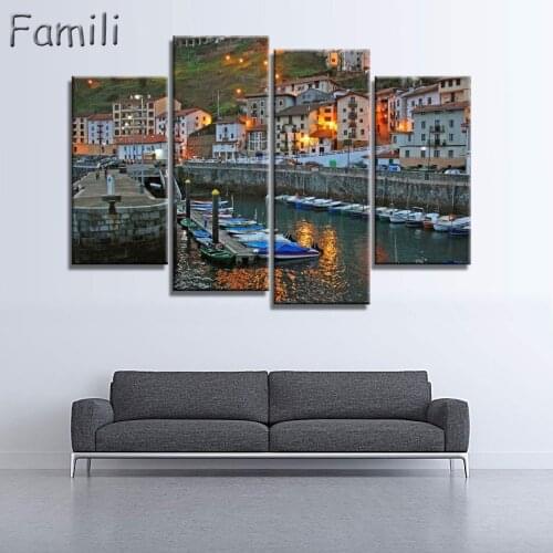 Unframed Fashion 4pcs Beach House Modern Wall Art HD Picture Canvas Print Canvas Painting for Living Room Modular picture