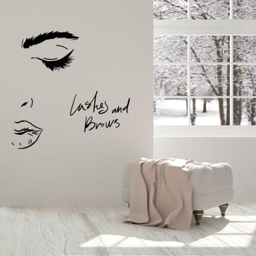 Lashes And Brows Woman Beauty Face Wall Sticker Makeup Shop Beauty Salon Art Wall Decoration Decals Removable Window Mural 4109