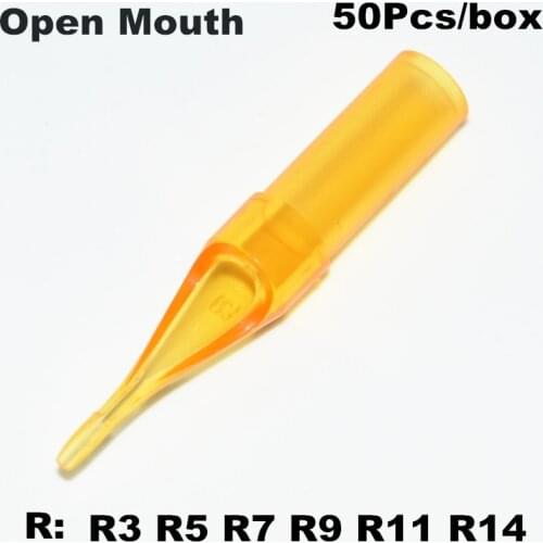 Tattoo Tips Plastic RT FT 50Pcs Round Flat Gold Shark Sterilized Disposable Nozzle Needles Tips for Tattoo Gun Machine Needles