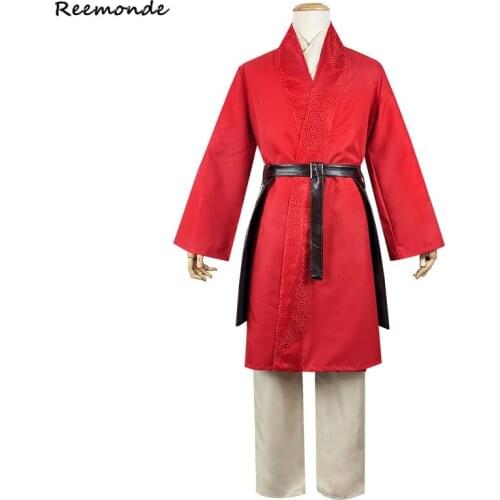 2020 New Movie Mulan Cosplay Hua Mulan Costume Top Pants Sets Red Coat Hanfu Korea Uniform Women Outfit Adult Women Clothes