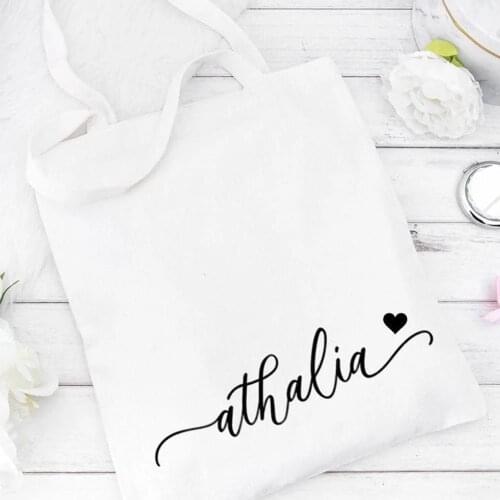 Personalized Cotton Tote Bag Bridesmaid Gift Bag Custom Name Bag Beach Jute Tote Wedding Favor Gift for Her