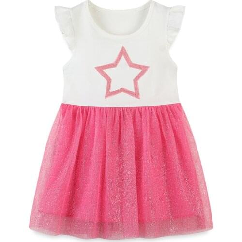 Frocks for Girls 2021 Summer Baby Girl Clothes Toddler Cotton Star Vestiods Children Casual Tulle Dress for Kids 2-7 Years 1278