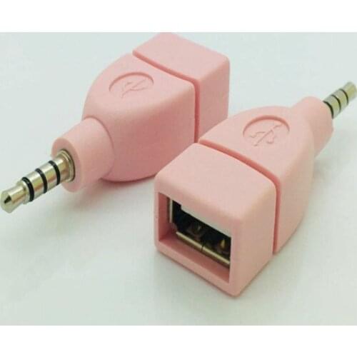 50pcs Audio Converter 3.5mm Male AUX Audio Plug Jack To USB 2.0 Female Converter Adapter for Car Audio Wholesale