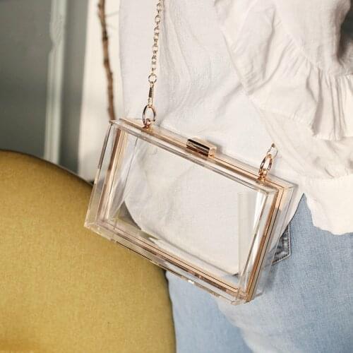 Women Messenger Bag Evening Bag Handbag Chain Shoulder Bag New Acrylic Transparent Women Clutch Bag Chain Luxury Brand