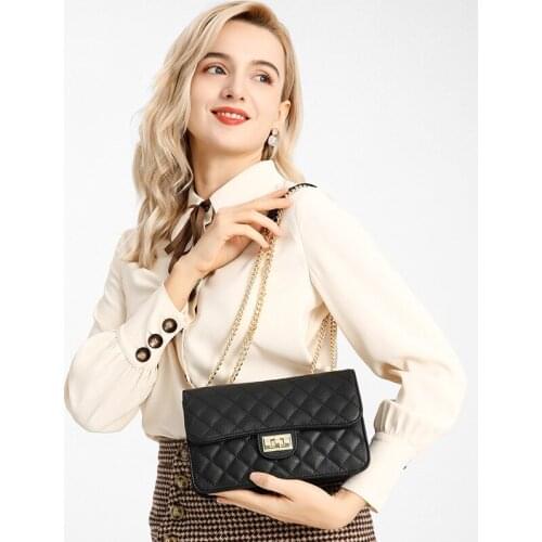 Bags women2021 niche design bag womens bag new Lingge Chain Leather Messenger Bag trend red woman handbag money clutch purses
