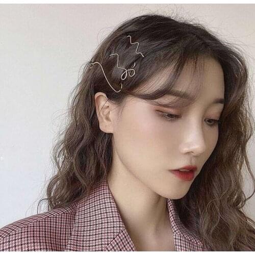 Korean Simple Metal Hair Clips Side Hairpin Female 2021 New Style Invisible Hair Clip 1 PC One-word Clip Wedding Bridal Headwear