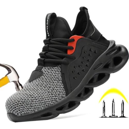 Work Safety Shoes For Men Summer Breathable Working Steel Toe Shoes Male Anti-Smashing Construction Safety Work Boots Sneakers