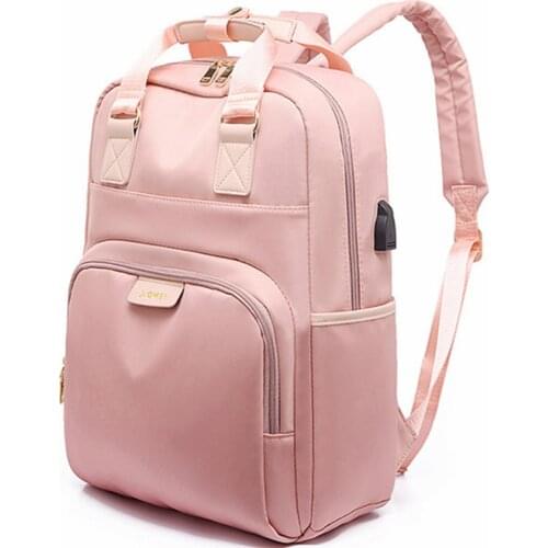 Girl Both Shoulders Backpack Women Computer Backpacks USB Charge Pink Woman Waterproof Bagpack School Bags For Teenage Girls