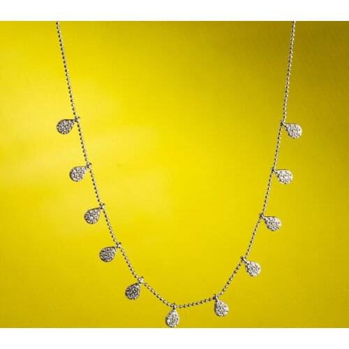 Womens Handmade Necklace With Drop Shaped White Zircon Gemstone Necklace Women Silver Accessory 925K Silver Women For Gifts