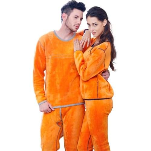 Winter woman clothes Fleece thermal underwear sets thermo men Couple clothes keep warm