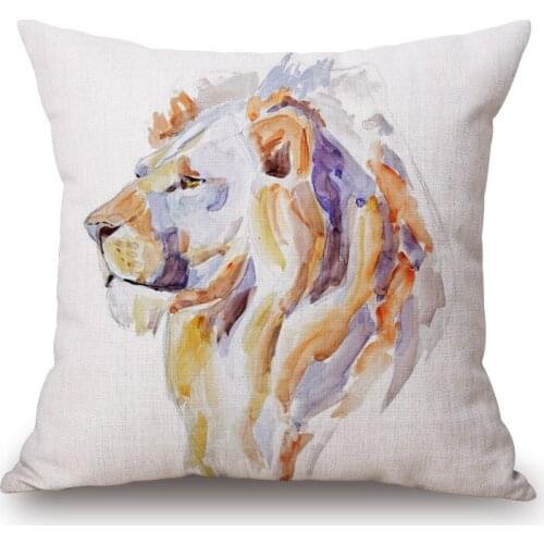 1 piece Fashion INK Painting Animal Pattern Seat hug pillow cover Decorative Home Chair Throw Pillow Case Cotton Linen 45x45cm
