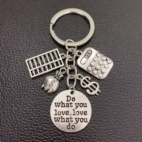 1pcs Antique Silver color "Do What You Love,love what You Do" Accountant Keychain Bookkeeper Key Ring Key Chains Jewelry