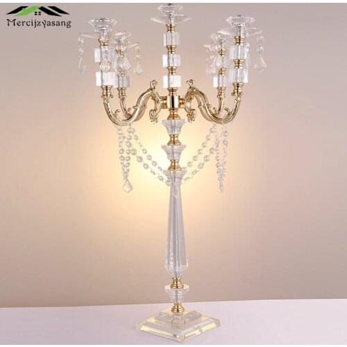 10Pcs/Lot Candle Holder Crystal Candlestick 5-arms Geometric Table Candle Holders Road Lead for Wedding/Dinner Decoration GZT067